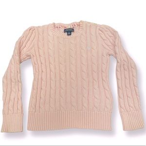 Polo Ralph Lauren. Girl’s Pink Cotton cable knit sweater. Size 6.